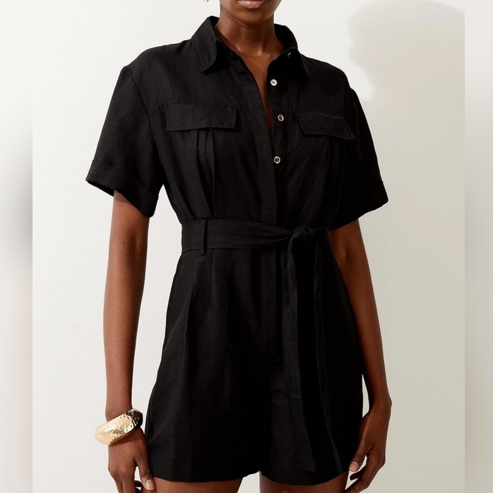 Marc by Marc Jacobs Black Utility Romper 100% Silk Women's Size 4